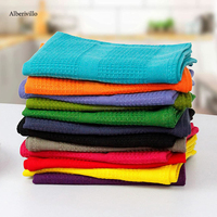 Serviettes de cuisine de luxe rayées en tissu gaufré, lavables, écologiques, séchage rapide, absorbantes, en coton personnalisé pour le golf