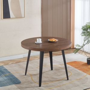 Tavolo da Pranzo/Ufficio/Caffè Estensibile con Gambe in Metallo e Piano in MDF, Colore Noce, 100/140/180x100x75cm - Product Image 3