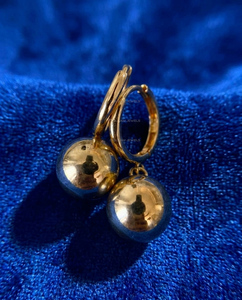 Luxury 14K Gold Ball <b>Drop</b> Hoop Earrings Minimalist Dangle Hoops Elegant Everyday Fine Jewelry Lightweight Statement Gift for Her - Product Image 1