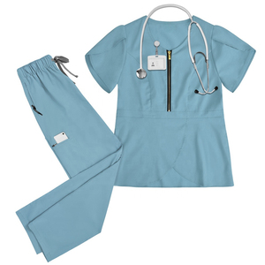 Scrub Uniform Hospital Medical Nursing Scrubs Sets 100% Cotton Washable <b>Top</b> and Pants Spa Beauty Salon Stretchy Nurse Uniform - Product Image 4