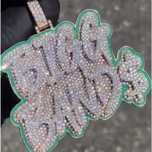 Colgante Personalizado de Hip Hop para Hombre con Diamantes de Laboratorio y Moissanita, Plata de Ley 925, Letra Inicial o Nombre - Product Image 1