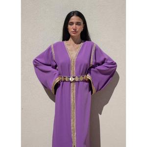 Premium V Neck <b>Kaftan</b> Finished With Sfeefa And Silk Buttons Aakaids Front Shoulder Details With Sfeefa And Full Sleeves Finished - Product Image 5