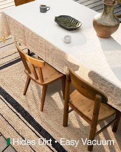 Alfombra de Yute Tejida a Mano, Alfombra de Fibra Natural con Borde Negro, Alfombra Ecológica para Sala de Estar, Dormitorio, Decoración del Hogar - Product Image 3