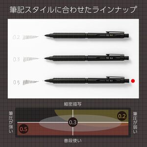 Lápiz Mecánico Automático GANRAKU Pentel Orenz Nero 0.5 0.2mm, Lápiz de Dibujo Japonés Premium, Negro Mate, Material Ejecutivo - Product Image 2