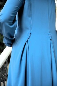Dubai Plain Abaya Women Blue Color Stylish Turkish Kaftan Floor Length Zip Open Gown Girls Polyester Breathable Ladies Abayas - Product Image 3