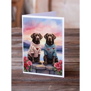 Whimsical Chocolate Labrador Retriever Dos corazones Paquete de 8 A7 Tamaño 5x7 Tarjetas de felicitación en blanco con sobres Tarjetas de notas - Product Image 2