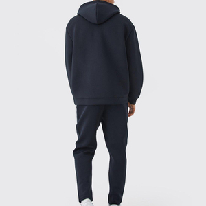 Ensemble de survêtement d'hiver pour homme en molleton, coupe oversize, coupe-vent, haute qualité, avec pantalon de survêtement et sweat à capuche, 2 pièces, 100% coton, personnalisable - Product Image 2