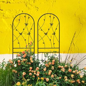 Set di 2 tralicci da giardino in metallo nero antiruggine da 180 cm x 50 cm, supporto per piante rampicanti e decorazioni a forma di farfalla - Product Image 4
