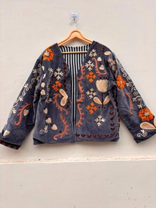 <b>Top</b> Trendy Women's Traditional Suzani Velvet Jacket Handmade Uzbek Textile Embroidered <b>Coat</b> Gift for Her - Product Image 3