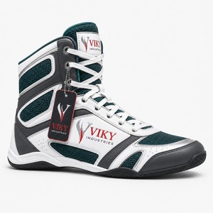 Calzado Deportivo VIKY INDUSTRIES, Zapatos de Boxeo con Cordones, Malla Transpirable, Blanco y Gris, Antideslizantes, de Cuero - Product Image 6
