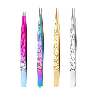 Pinzas Profesionales para Pestañas con Punta de Fibra para un Fácil Volumen en Abanico, Equipo de Extensión de Pestañas de Acero Inoxidable de Alta Calidad No Magnético - Product Image 1