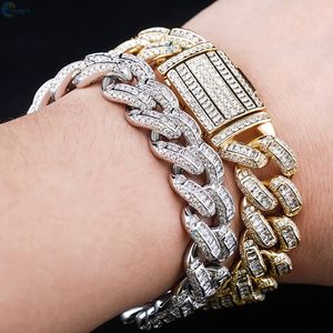 Bracelet cubain de luxe en diamant de laboratoire, serti de diamants taille baguette, style hip-hop, tendance, pour homme - Product Image 6