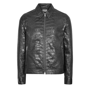 Chaqueta de Cuero con Estampado de Pitón para Hombre, Chaqueta de Motociclista de Cuero Genuino, Prenda Exterior Premium para Hombre, Personalizada, OEM, Venta al Por Mayor - Product Image 2