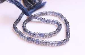 Perles d'iolite naturelle facettées en forme de rondelle 4-4,5 mm, perles de pierres précieuses d'iolite, perles d'iolite facettées en forme de rondelle pour la fabrication de bijoux - Product Image 3