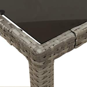 Conjunto de Bistro en Ratán Sintético Gris, Acero con Recubrimiento en Polvo y Vidrio Templado para Uso en Jardín - Product Image 6