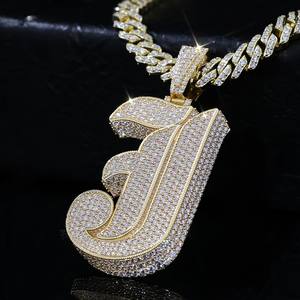 Joyería Fina Personalizada, Plata 925, Estilo Hip Hop, Letra con Incrustaciones de Diamantes, Colgante con Nombre o Inicial Personalizada, Moissanita - Product Image 3