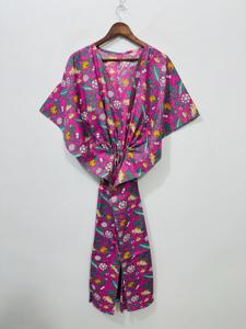 Trending Floral Printed Indian Cotton Hand Block Print Summer Beach Cover <b>Kaftan</b> for Women Long <b>Kaftan</b> Floral Tunic Ethnic Dress - Product Image 2