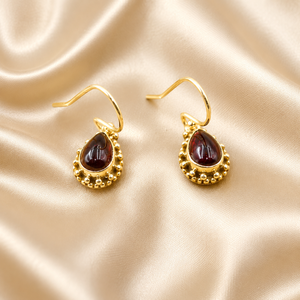 Boucles d'oreilles pendantes en argent sterling 925 avec grenat naturel pour femmes, style vintage bohème, plaqué or rose et jaune, bijoux faits à la main - Product Image 4