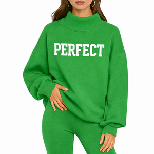 Women Mockneck Sweatshirt Casual Streetwear Winter Pullover Soft Cotton Fabric Warm Mock Neck Top OEM ODM Service - Product Image 1