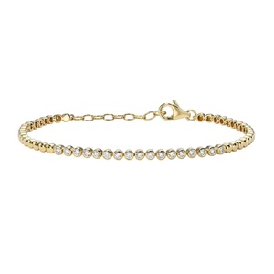 Bracelets tennis diamantés en or massif 14K/18K, sertis clos, classiques et tendance, diamants de laboratoire taille ronde, avec chaîne d'extension et fermoir crochet de 7 pouces, bijoux - Product Image 1