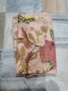 Handmade Kantha Quilt Reversible Cotton Blanket Pink Floral Pattern <b>Bedspread</b> Home Decor Gift for Her - Product Image 1