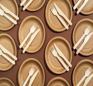 Juego de Cubiertos Desechables de Madera Ecológicos y Biodegradables, Cuchara, Tenedor y Cuchillo de Madera Natural, Vajilla para Fiestas y Picnics - Product Image 2