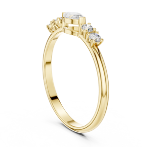 Bague de fiançailles en or jaune avec sept pierres de moissanite taille marquise pour femme, bague minimaliste pour mariage, anniversaire ou promesse - Product Image 2