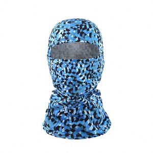 Pasamontañas unisex con estampado geométrico azul, cubre todo el rostro, transpirable, impermeable, de poliéster, talla adulta 54-56 cm - Product Image 1