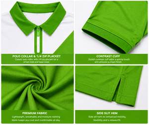 2026 Best Selling Men Green White Color Block <b>Polo</b> Shirt Short Sleeve Breathable 100% Polyester Knitted Casual Golf <b>Top</b> Button - Product Image 6