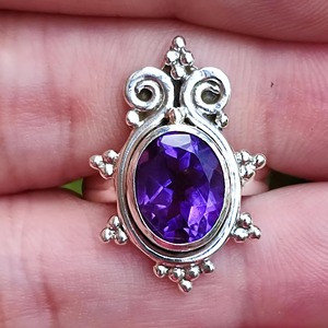 Amethyst <b>Ring</b> Handmade Sterling Silver Bezel Setting Natural Purple Oval Gemstone <b>Boho</b> Jewelry February Birthstone - Product Image 4