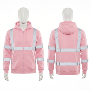 Sweat à capuche de travail pour homme, 320 GSM, coton polyester polaire, bleu ciel, panneau réfléchissant, sweat à capuche de sécurité, broderie personnalisée, impression de logo - Product Image 2