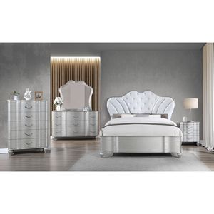 Stile tradizionale punto di riferimento cassa in legno a 5 cassetti con tiranti per cassetti in metallo argentato per armadi da soggiorno - Product Image 5