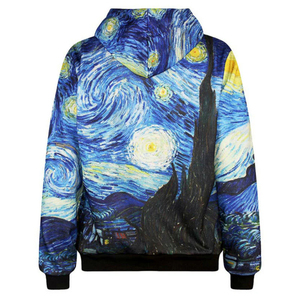 เสื้อฮู้ดพิมพ์ลาย Starry Night สำหรับผู้ชาย ทรงปกติ สวมใส่สบาย ผลิตจากผ้าโพลีเอสเตอร์ถัก พิมพ์ลายแบบ Sublimation Transfer เหมาะสำหรับใส่ในฤดูใบไม้ร่วง - Product Image 4