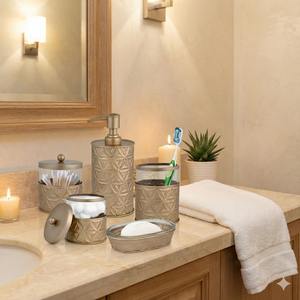 Ensemble de salle de bain design finition or, idéal pour les salles d'eau des invités et une présentation élégante de la maison, vente en gros depuis l'Inde - Product Image 2