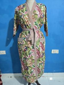 Kimono de algodón hecho a mano, bata ligera de algodón, batas de algodón suaves, ropa de descanso. - Product Image 6