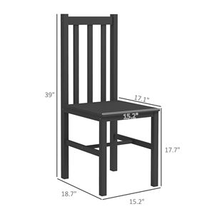 Set di 4 Sedie da Pranzo in Legno di Pino Nero con Schienale a Doghe, Stile Rustico, Set Tavolo e Sedie - Product Image 3