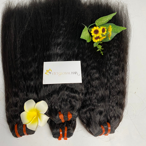 Vietglobal 100% vraies extensions de cheveux vietnamiennes crues trame droite crépue pour femmes en couleur noir clair - Product Image 1