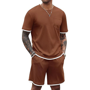 Men 2 Piece <b>Set</b> Manufacturer 220 GSM Cotton T Shirt Cargo Shorts <b>Set</b> Oversized Summer Casual OEM Custom Logo Bulk - Product Image 1