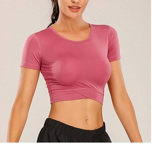 2027 Sexy Plus Size Breathable Women's High <b>Support</b> Bodycon Ribbed Plain Simple Style Fitness <b>Crop</b> <b>Top</b> - Product Image 1
