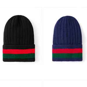 Unisex <b>Navy</b> Blue Striped Beanie Knit Winter <b>Hat</b> Acrylic Casual Adult 56-58CM 2027 - Product Image 3