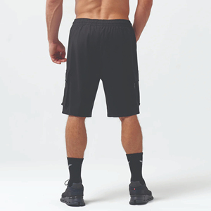 Shorts Bermuda Homme Noirs Séchage Rapide avec Poches, Taille à Cordon, Style Sport Décontracté, Taille Mi-Haute, Tissu Tissé 100% Polyester - Product Image 4
