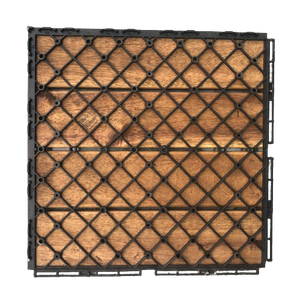 Azulejos de cubierta de enclavamiento de madera de fácil instalación de 11,8 "x 11,8" Azulejos de enclavamiento de madera de acacia rústicos para suelo exterior e interior 4 listones - Product Image 3