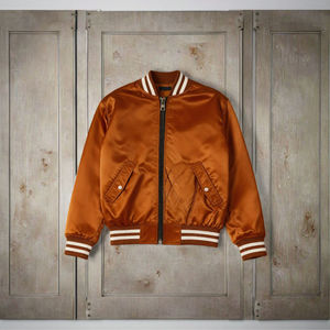 Satin Varsity <b>Jacket</b> for Men Vintage Regular Soft Coat Custom Embroidery - Product Image 6