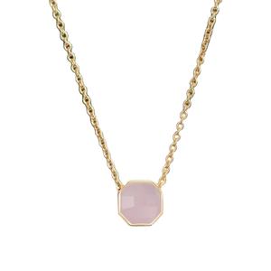 สร้อยคอประดับจี้พลอยรูปแปดเหลี่ยมเหลี่ยมเพชรพลอยสีชมพูขนาด 10 มม. – เครื่องประดับแฟชั่นขายส่ง - Product Image 1