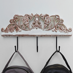 Smart Art Wood Carving Home <b>Key</b> & Clothing Storage White Wash Hanging 3 <b>Hooks</b> Handmade <b>Wall</b> <b>Key</b> Hanger Engineered Wood <b>Key</b> <b>Hooks</b> - Product Image 2