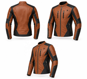 Chaqueta de Motocicleta de Cuero de Alto Rendimiento |   Negro, Verde y Azul Cognac |   Fabricante OEM ODM |   Diseño de Calidad Premium | - Product Image 4