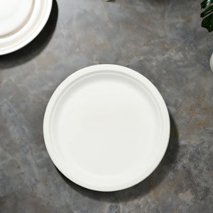 แผ่นชานอ้อยแบบใช้แล้วทิ้งเซรามิกสีขาว6นิ้วเป็นมิตรกับสิ่งแวดล้อมปราศจากสาร BPA ทนทานปราศจากสารเคมี - Product Image 2