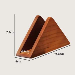 Caja de pañuelos triangular de madera marrón de lujo, organizador de pañuelos hecho a mano con acabado natural, decoración para el hogar, para restaurantes y cafeterías - Product Image 4