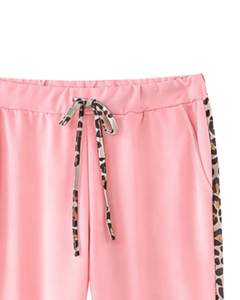 Ensemble sweat à capuche et pantalon de jogging pour femme, motif léopard rose, en polaire, avec pantalon assorti, tenue décontractée d'hiver - Product Image 5