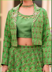 Ensemble Lehenga et veste Tota vert, magnifique collection tendance de Lehenga Choli traditionnels pour mariage - Product Image 2